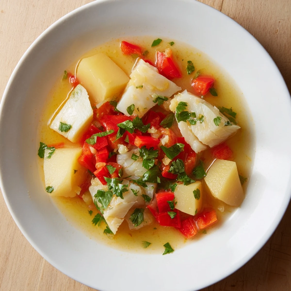 One-Pan Potato and Bacalao Stew: a bubbling skillet filled with tender potatoes and flaky cod.