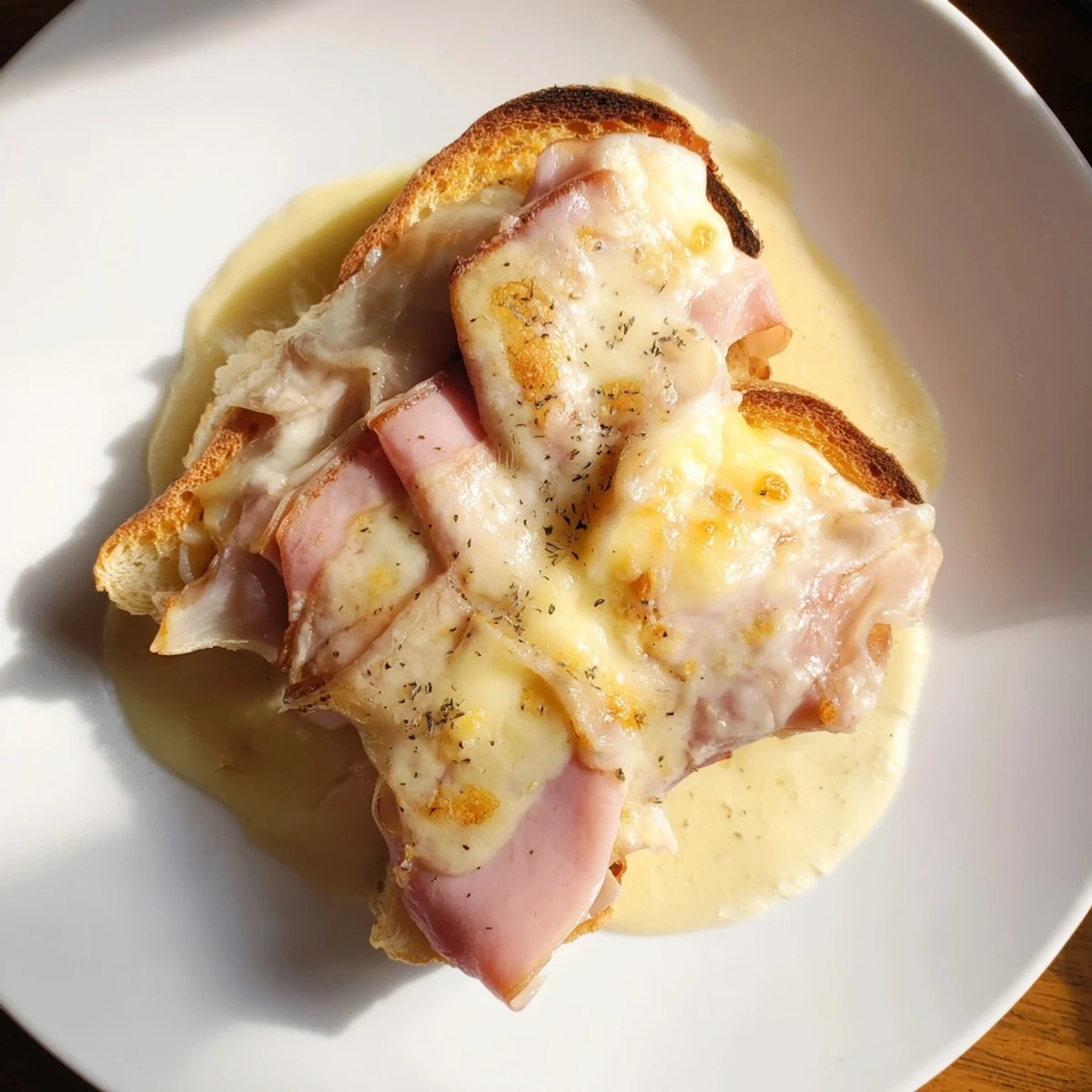Melted Gruyère crowns this rich Parisian Ham & Cheese Gratin, baked until the béchamel sauce bubbles invitingly.