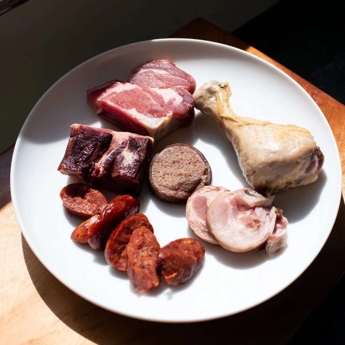 A steaming bowl of comforting Cocido Madrileño, a rich Spanish stew, ready to serve with bread.