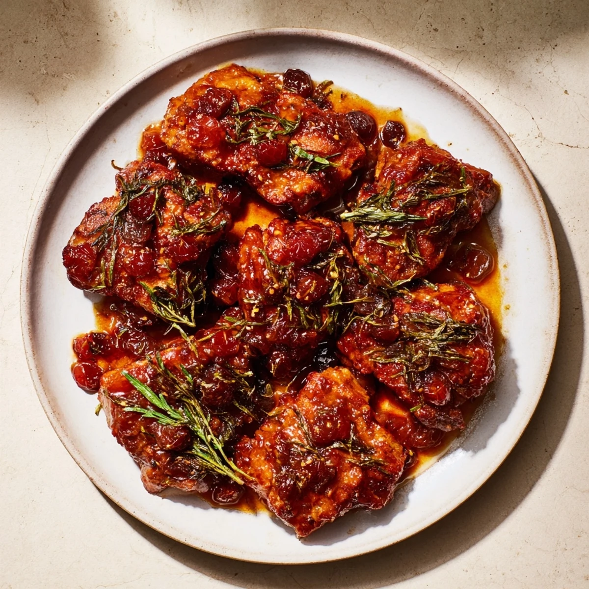 Tender chunks of Sweet and Sour Sauerbraten, a hearty German dish, bathed in savory gravy.