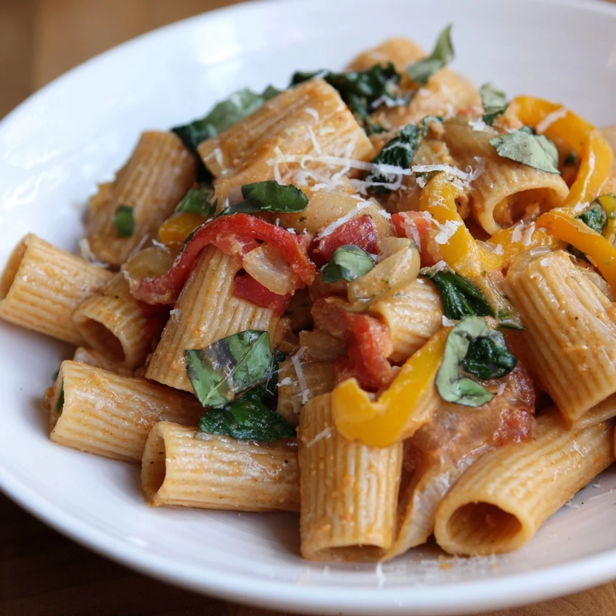 This Lightened-Up Vodka Rosé Christmas Pasta showcases tender penne in a rich, rosy sauce, ready to be enjoyed.