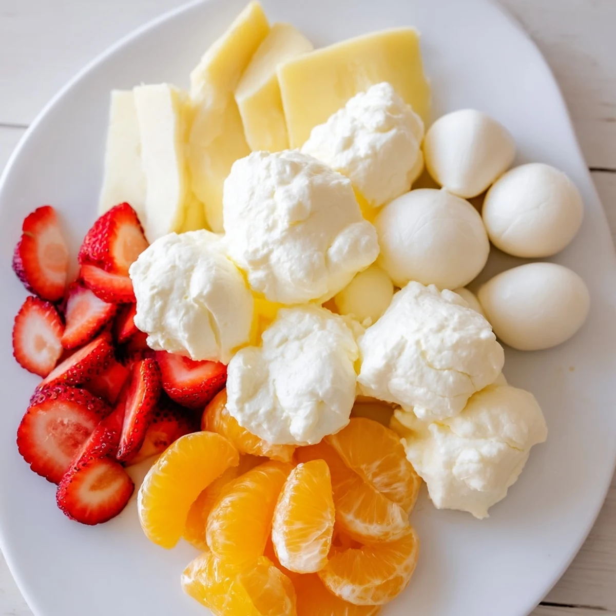 Cloud & Rainbow grazing board with colorful fruits, cheeses, and treats, perfect for celebrations.