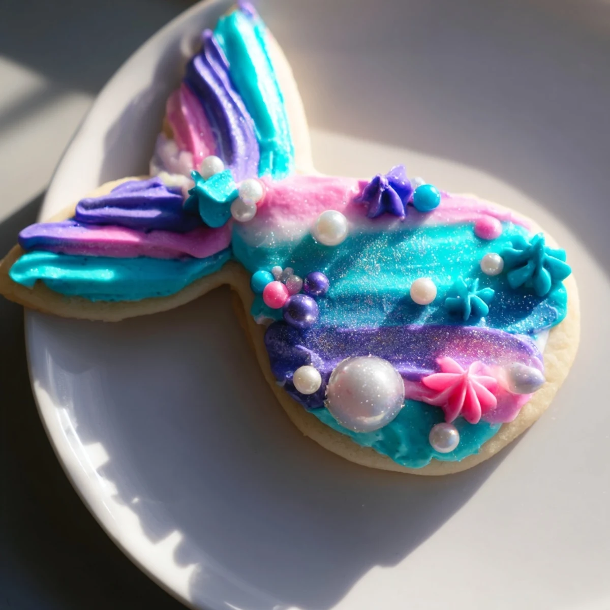 Freshly baked and frosted mermaid tail sweets, a whimsical dessert perfect for ocean themed parties.