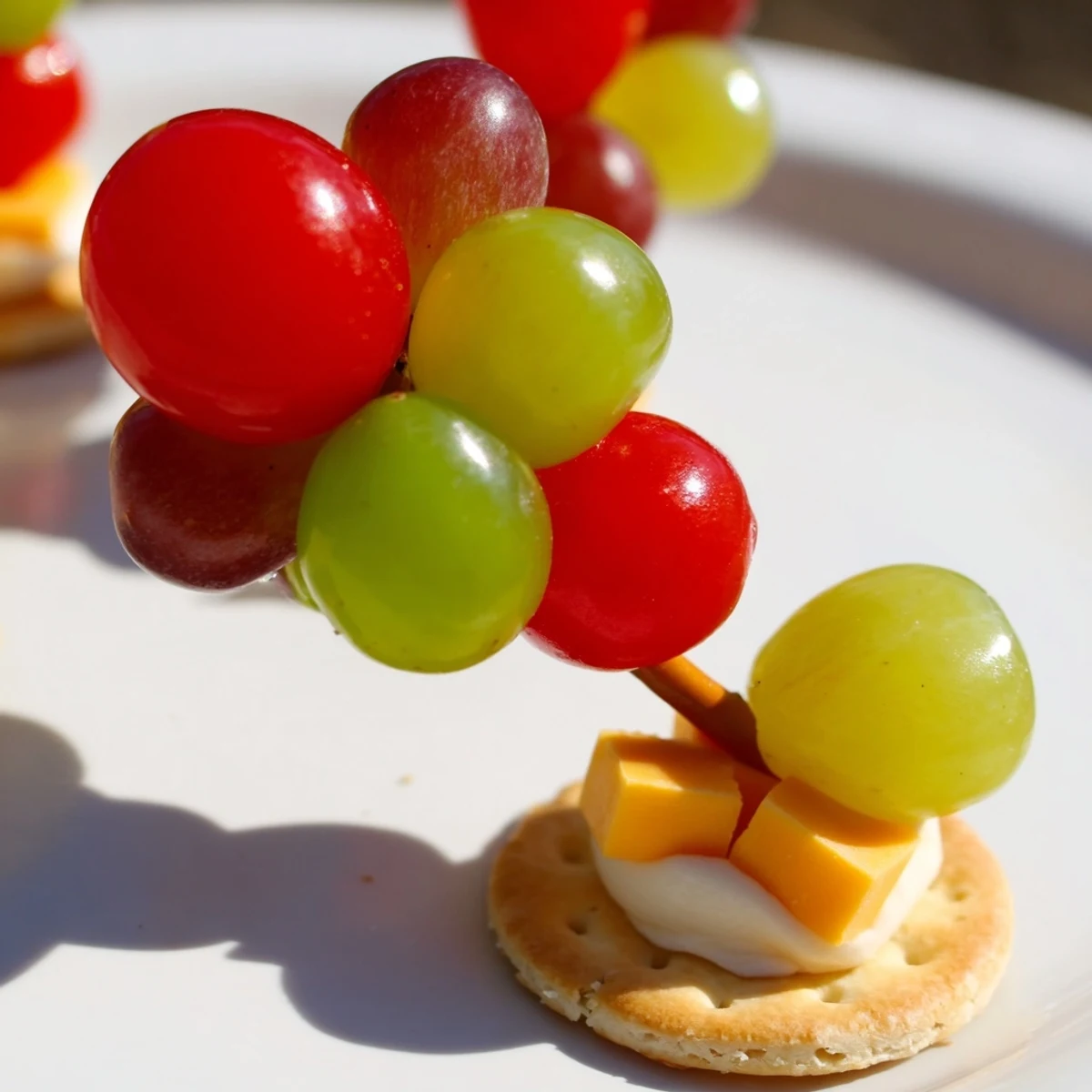 Delicious Up, Up, & Away Hot Air Balloon Snacks, ready to serve with cheese cubes and mini crackers.