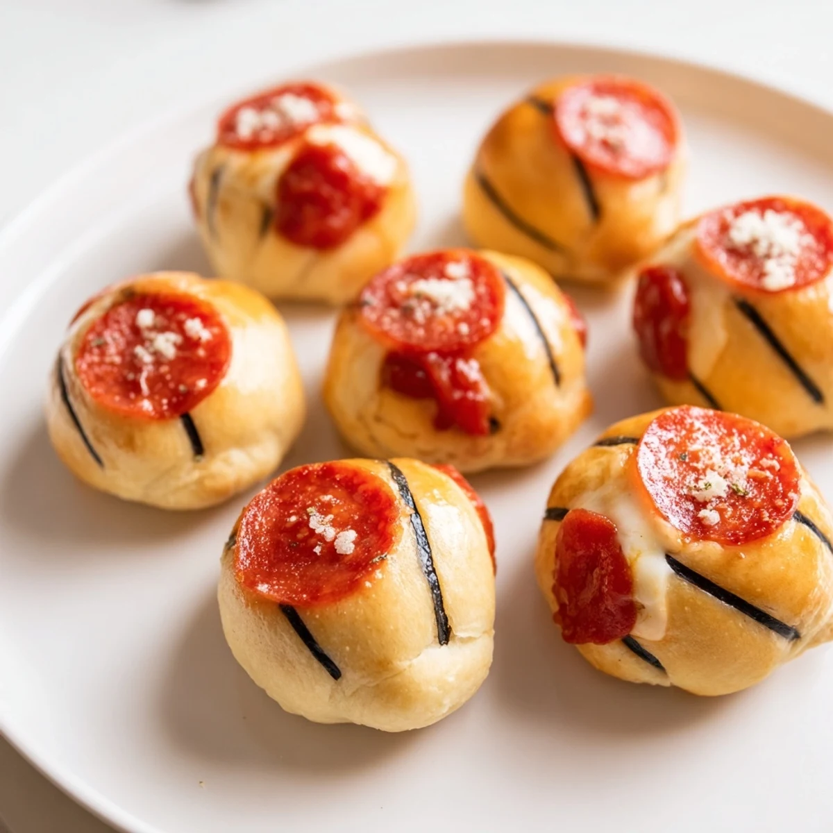 Warm, bite-sized Slam Dunk Basketball Pizza Bites with melted cheese and pepperoni inside.