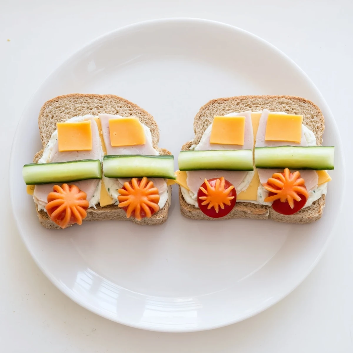 Creative Road Trip Ready Car-Shaped Lunch, a kid-friendly meal made with sandwich cars and yummy sides.