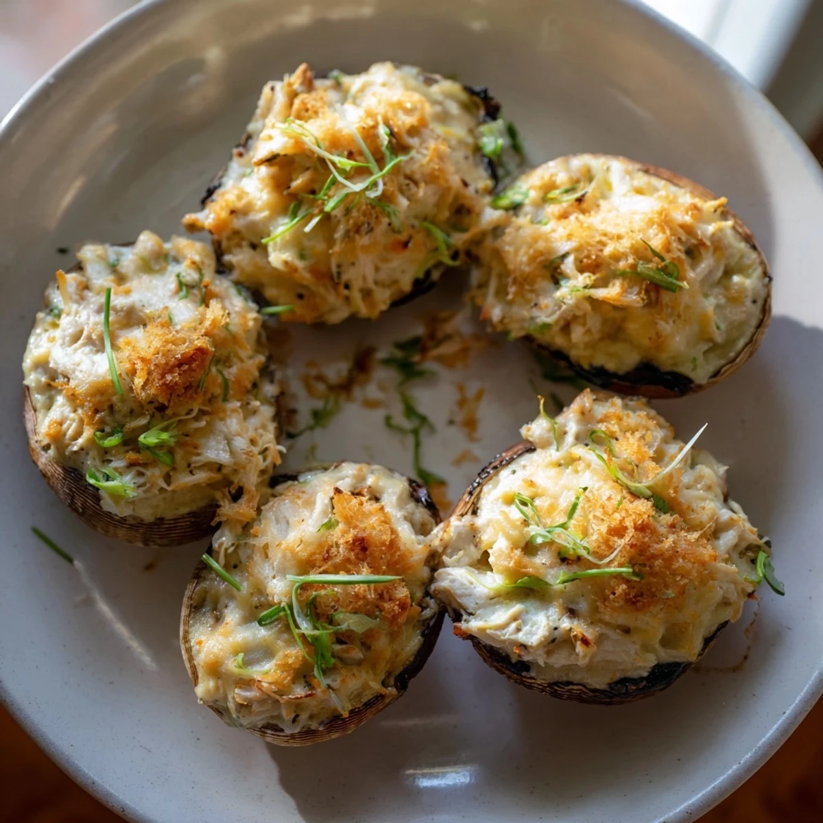 A close-up of cheesy, bubbling Marry Me Chicken Stuffed Shells fresh from the oven, ready to serve.