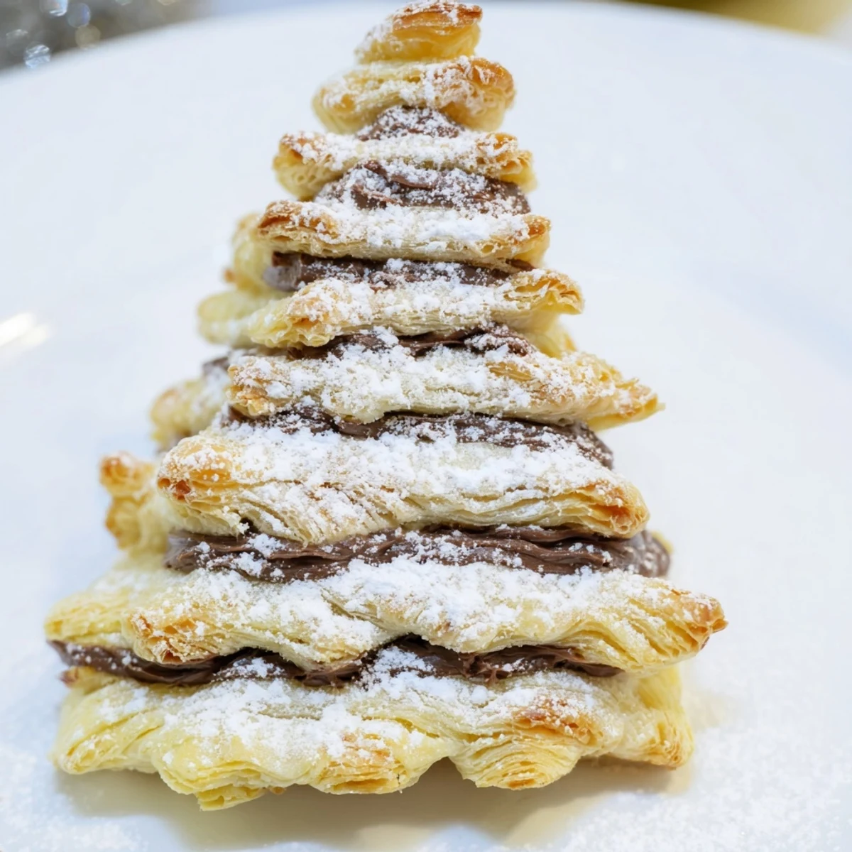 Vibrant image of baked Nutella Pastry Christmas Trees, showing golden-brown pastry shapes and sweet aroma.