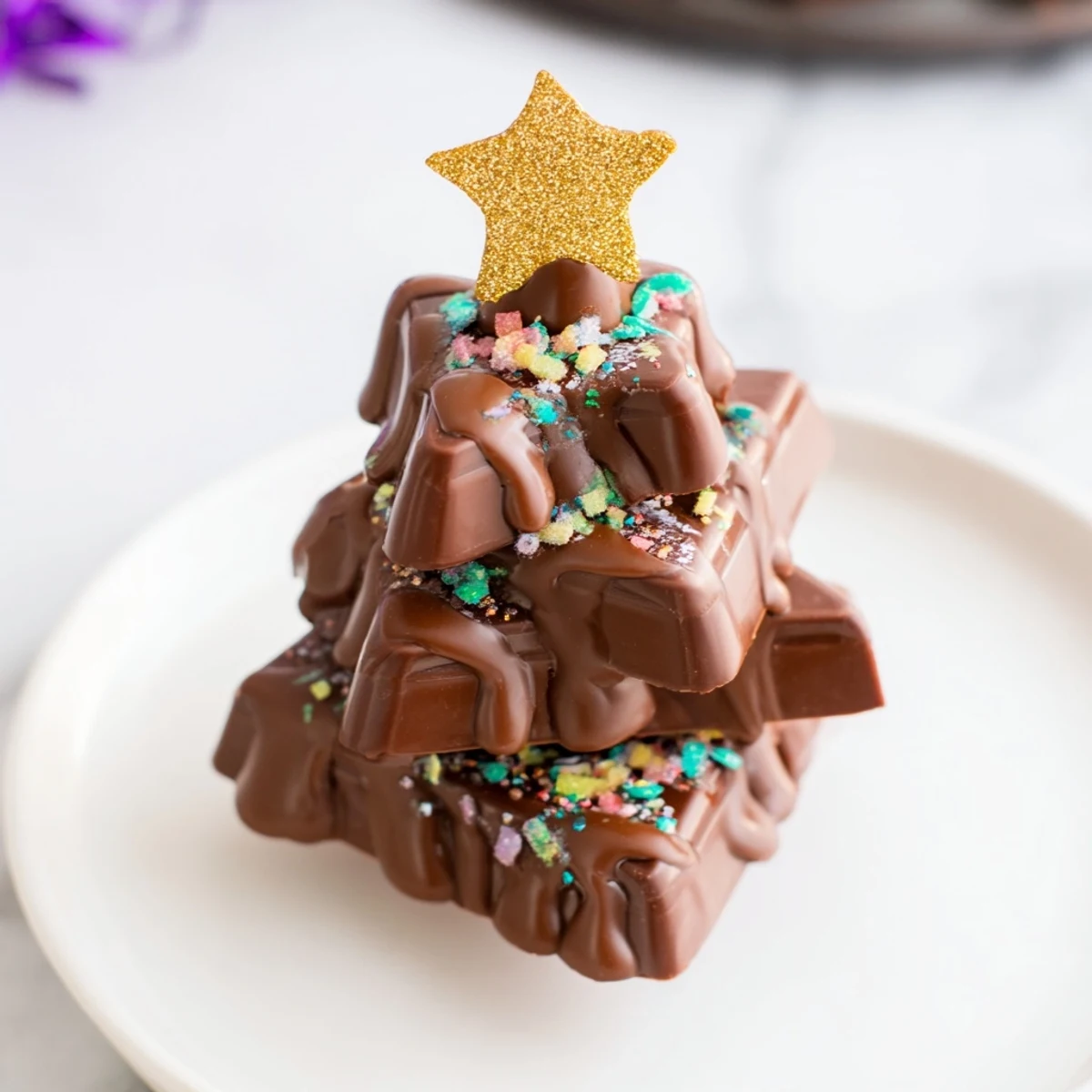 Bright and festive, the Chocolate Kinder Christmas Trees are topped with chocolate stars, ready to be enjoyed.