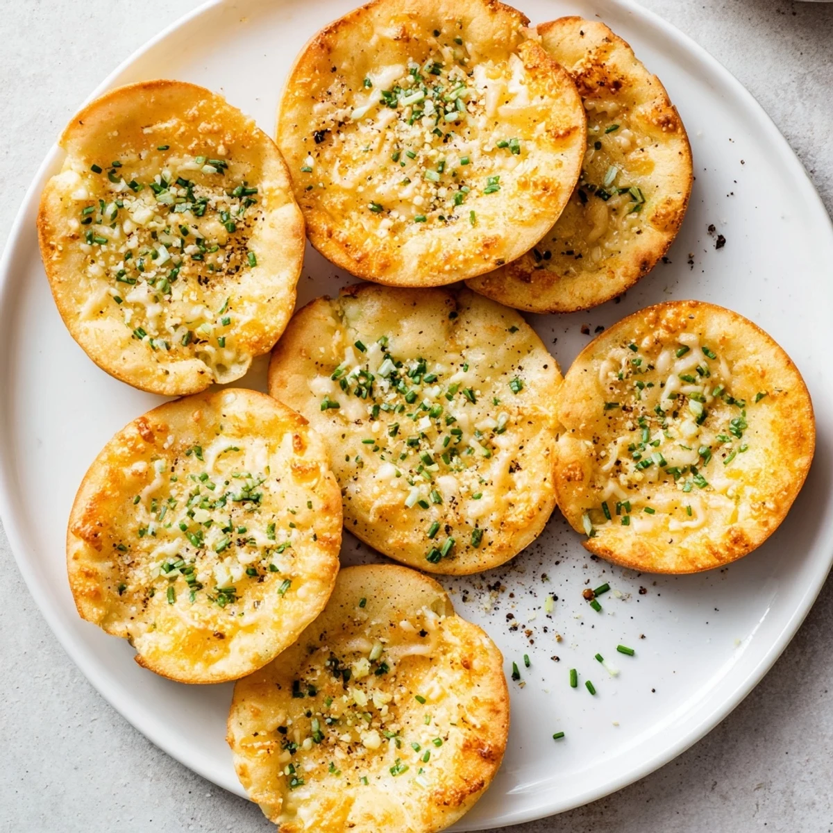 Golden-brown Cloud Bread Savory Toast topped with fresh chives and parsley on a rustic plate, ready for dipping.  