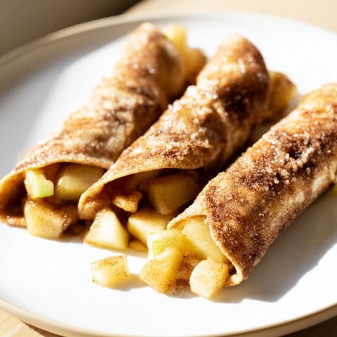 Golden Apple Pie Roll-Ups, cinnamon-sugar coated and ready to bake for a sweet, warm dessert.