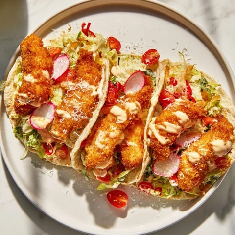 A close-up of a Crispy Santa Hat Chicken Caesar Wrap shows a festive, delicious meal ready to eat.