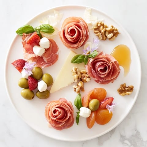 Showstopping Prosciutto Rose Bouquet Board: a delicious, shareable appetizer with a stunning visual appeal.