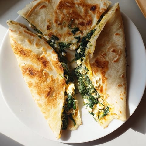 Turkish Spinach Feta Flatbread