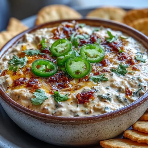 A hearty scoop of creamy Hot Black-Eyed Pea Dip topped with cilantro, ready for game day.
