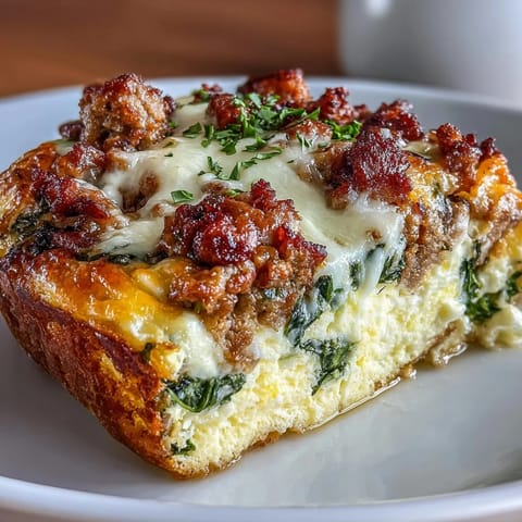 Keto Sausage Egg Spinach Bake