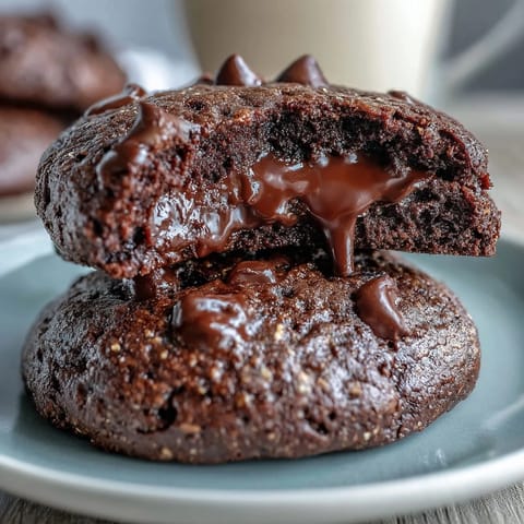 Double chocolate cottage cheese protein cookies with rich cocoa flavor and melty chocolate chips for a healthy, satisfying treat.  