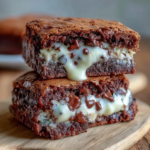 Cream cheese stuffed brownie cookies with a gooey chocolate center and rich, fudgy texture.