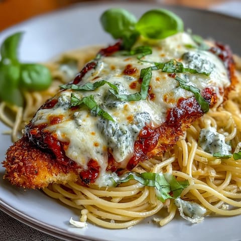 Crispy air fryer chicken parmesan with golden breading, marinara sauce, and melted mozzarella cheese served on a white plate.  