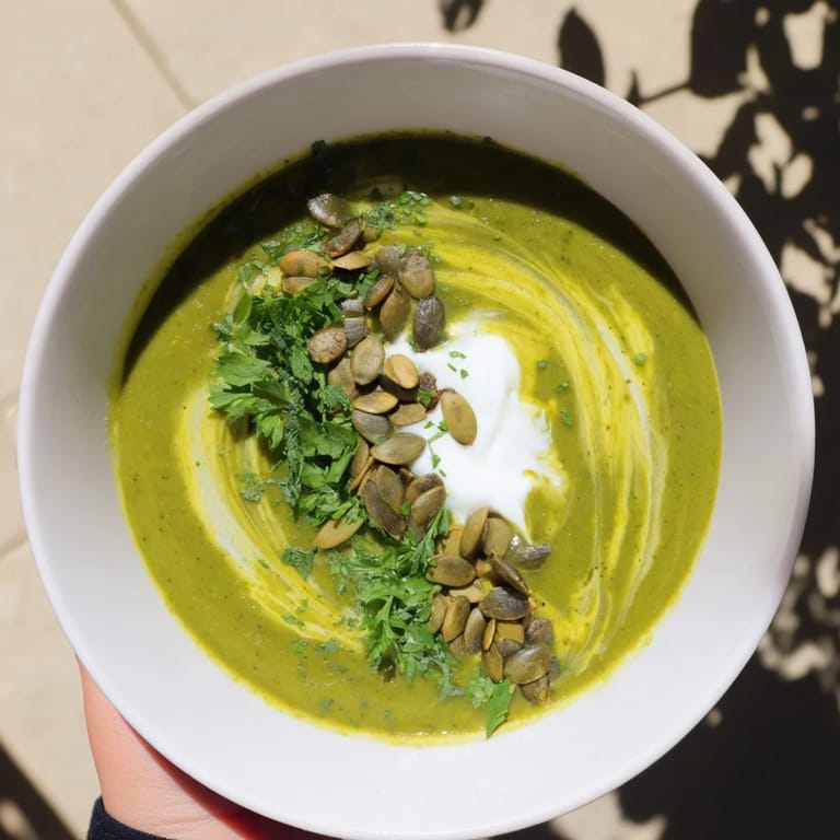 Warm bowl of healthy Viral Nettle Soup Twist, a unique soup bursting with fresh flavors and spices.