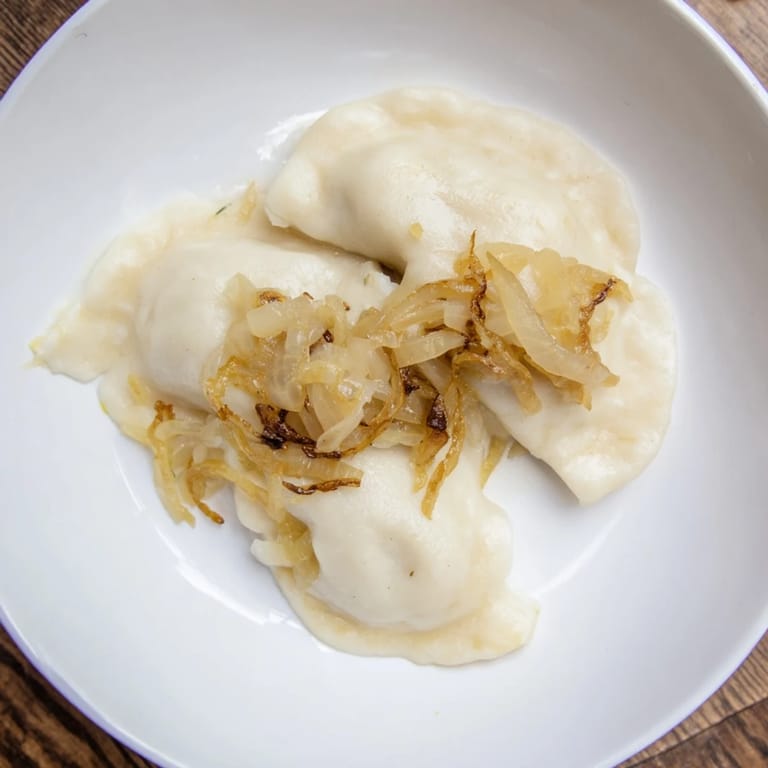 Homemade Authentic Potato and Cheese Pierogi Ruskie, filled with potatoes and cheese, ready to enjoy.