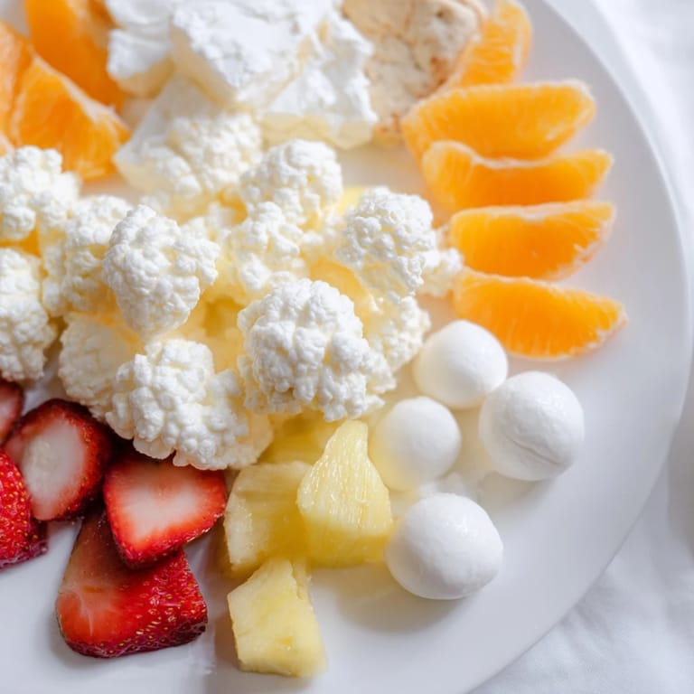 A close-up of a Cloud & Rainbow grazing board: a delightful, tasty, party-ready platter.