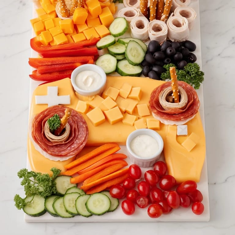 Savory and colorful Controller Snack Platter, a fun appetizer for game night get-togethers.
