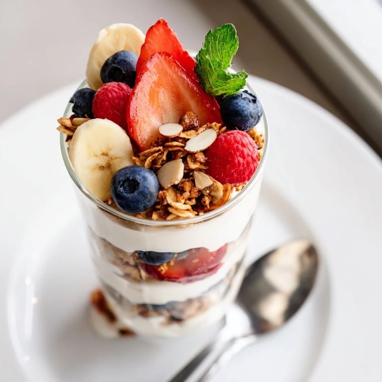 Cool, creamy Yogurt and Granola Parfait glasses offer a satisfying crunch with fresh berries.