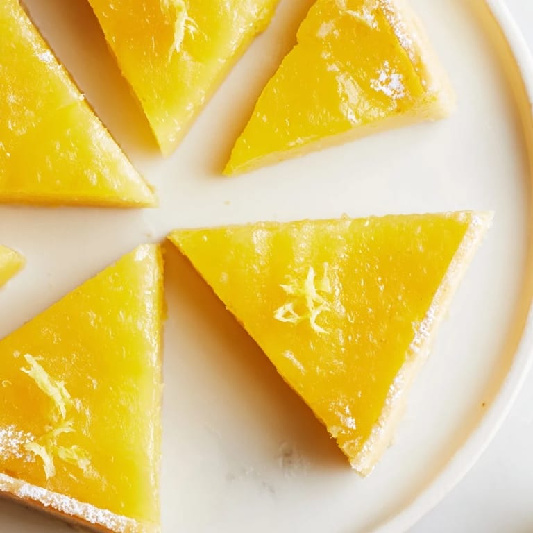 Elegant triangular slices of lemon bars, dusted with powdered sugar, ready to be enjoyed at a party.