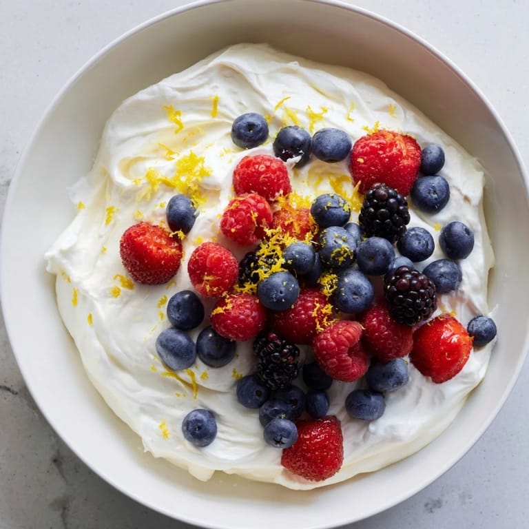 Indulge in this easy fluffy cream cheese fruit dip; taste the sweet, tangy flavors with berries.