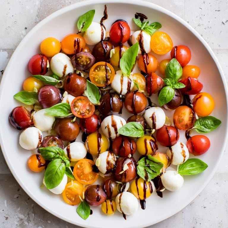 Elegant appetizer wreath recipe: a gorgeous platter of fresh cherry tomatoes and basil for any gathering.