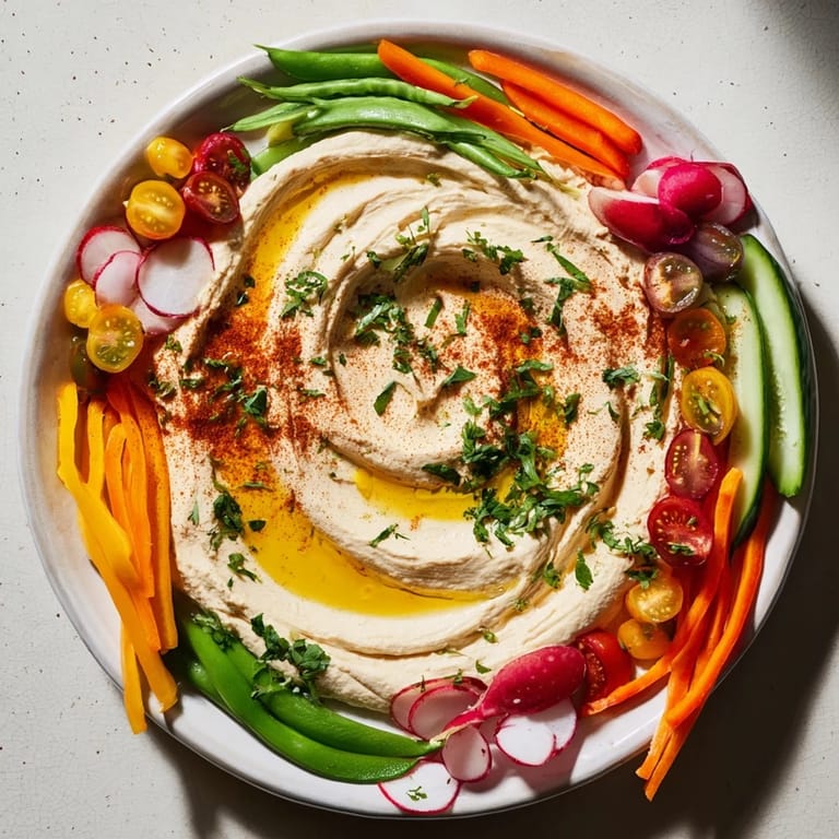 Bright bell peppers and carrots create a colorful, inviting River Delta Flow platter with fresh herbs.