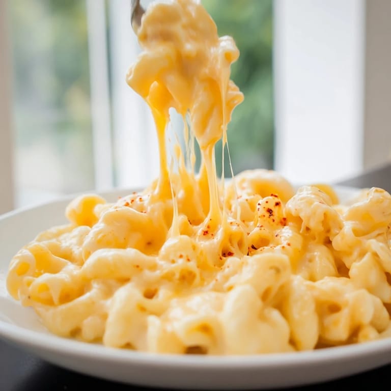 Golden baked Tin's Recession Mac shows off melty cheese, a delicious and easy American classic.