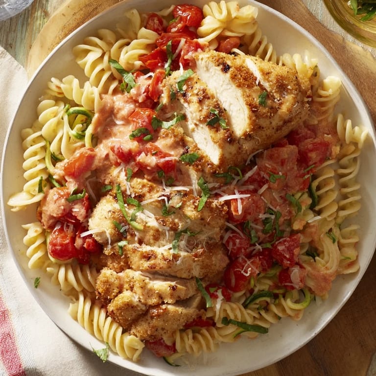 Picture of Marry Me Chicken Zoodles, featuring succulent chicken and vibrant zoodles in a rich sauce.