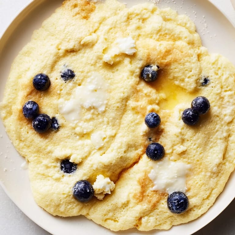 Warm, tender fluffy scrambled pancakes with blueberries, a quick and delicious breakfast idea.