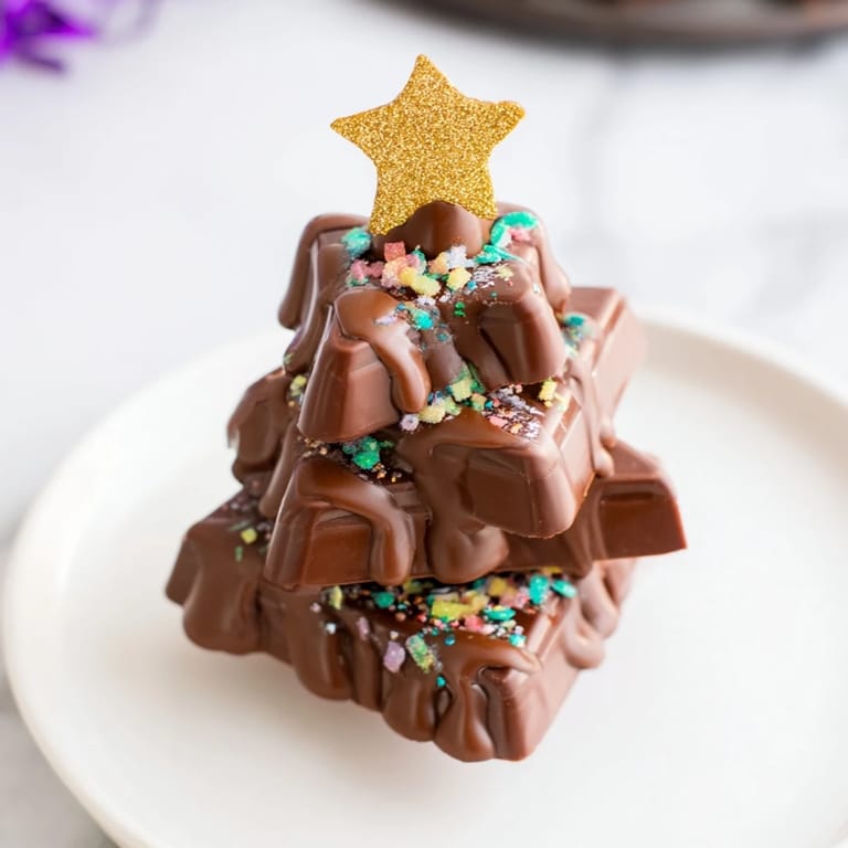 Bright and festive, the Chocolate Kinder Christmas Trees are topped with chocolate stars, ready to be enjoyed.