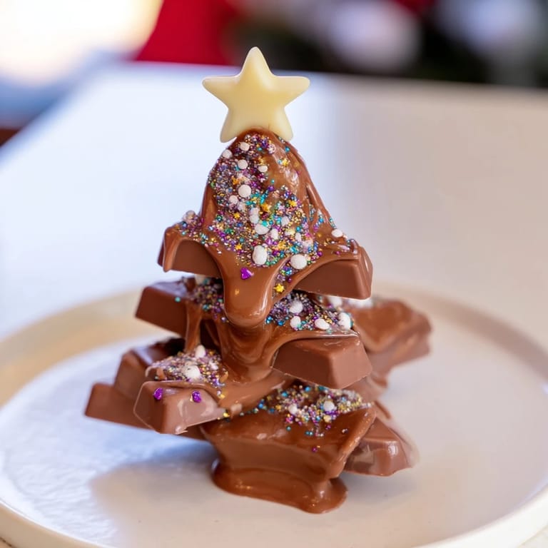 Imagine creamy layers: these decadent Chocolate Kinder Christmas Trees are drizzled with melted dark chocolate.