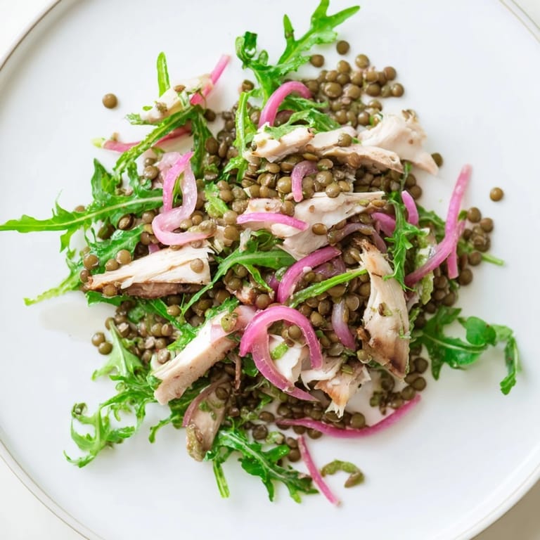 Ready in 45 minutes, this high-protein Lentil & Chicken Spring Salad is a perfect gluten-free lunch or light dinner.