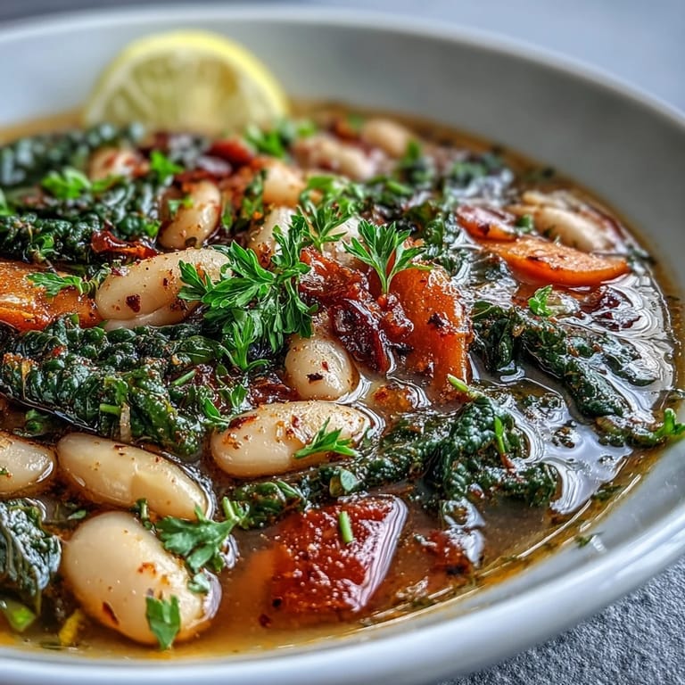 Golden carrots and red bell peppers simmer with tender white beans in this aromatic stew.