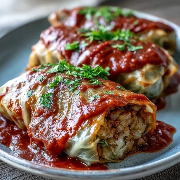 Plate of Baked Vegan Cabbage Rolls served with crusty bread on the side, ready for a comforting dinner.