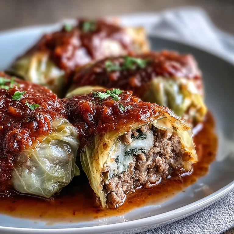 Homemade Cabbage Rolls in rich tomato sauce, baked until fork-tender, ready to serve with crusty bread.
