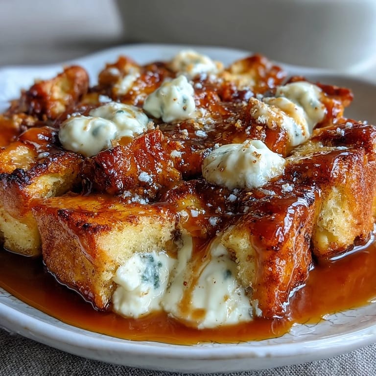 Fresh berries and a dollop of whipped cream garnish this warm brunch casserole.