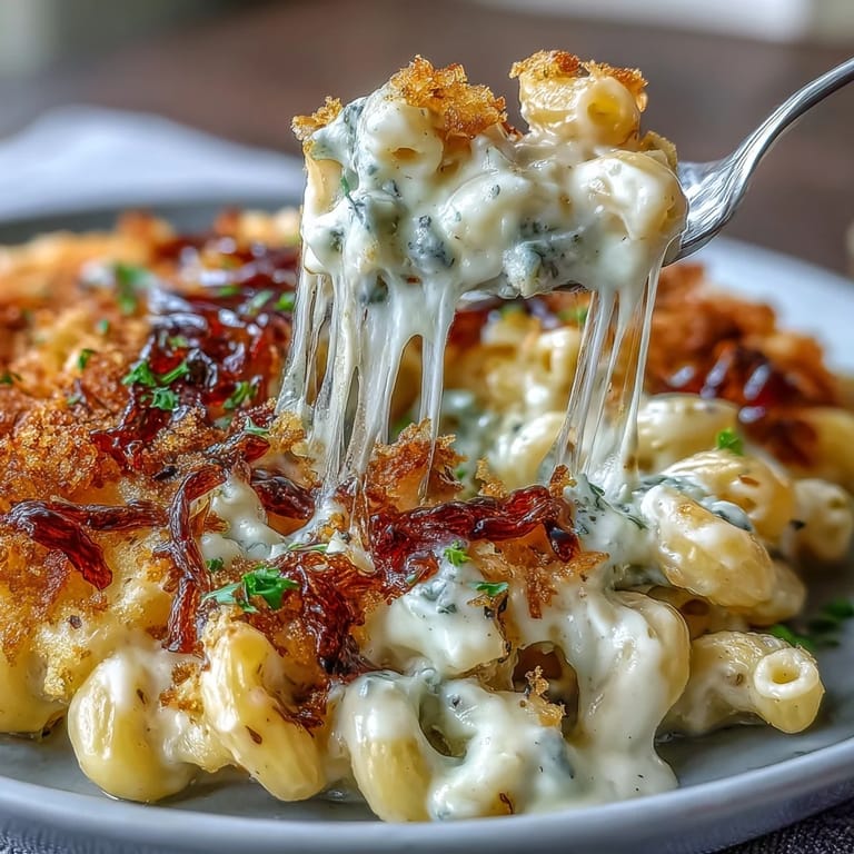 Velvety four-cheese sauce coats tender macaroni, finished with aromatic truffle oil and delicate truffle slices for an indulgent vegetarian main.