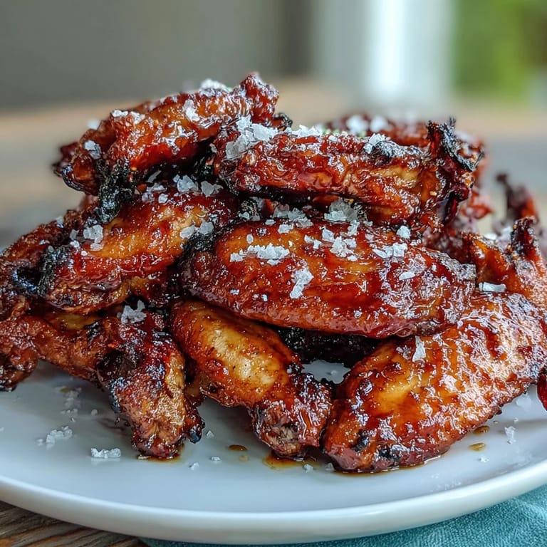 Golden-brown wings tossed in a sticky honey-sriracha glaze, served hot with a touch of sea salt and fresh herbs for a bold appetizer.