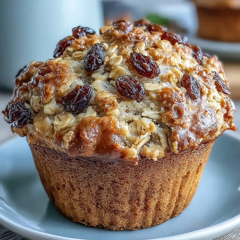 Tender muffins inspired by traditional Irish soda bread, filled with sweet raisins and wholesome oats, perfect for breakfast or tea time.