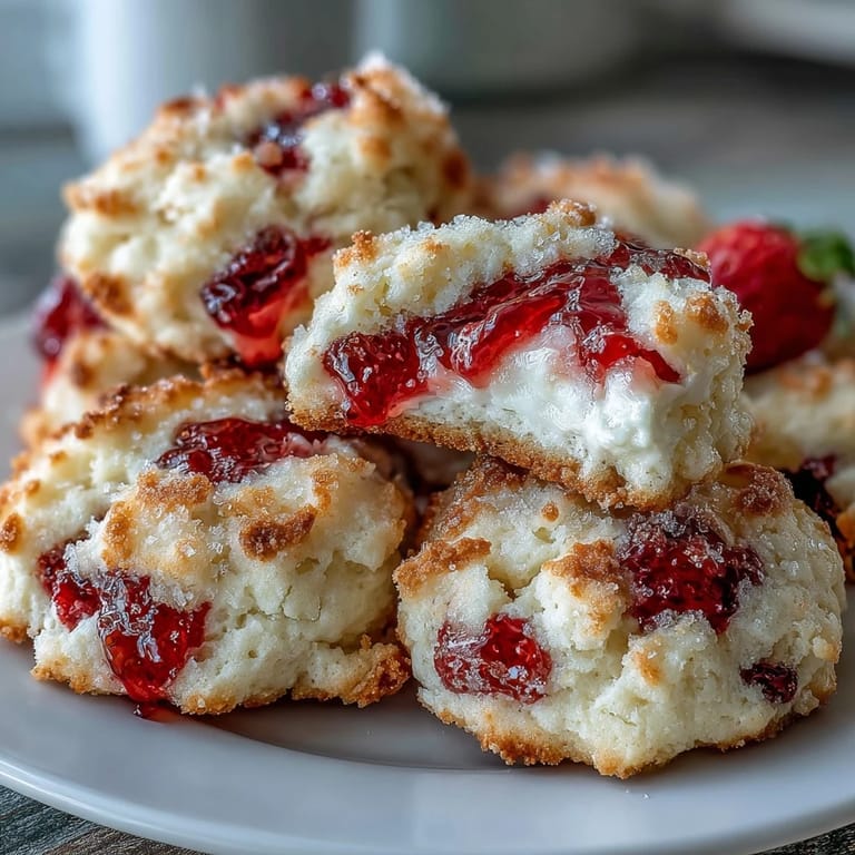 3. Homemade strawberry shortcake cookies featuring cottage cheese and juicy fresh berries