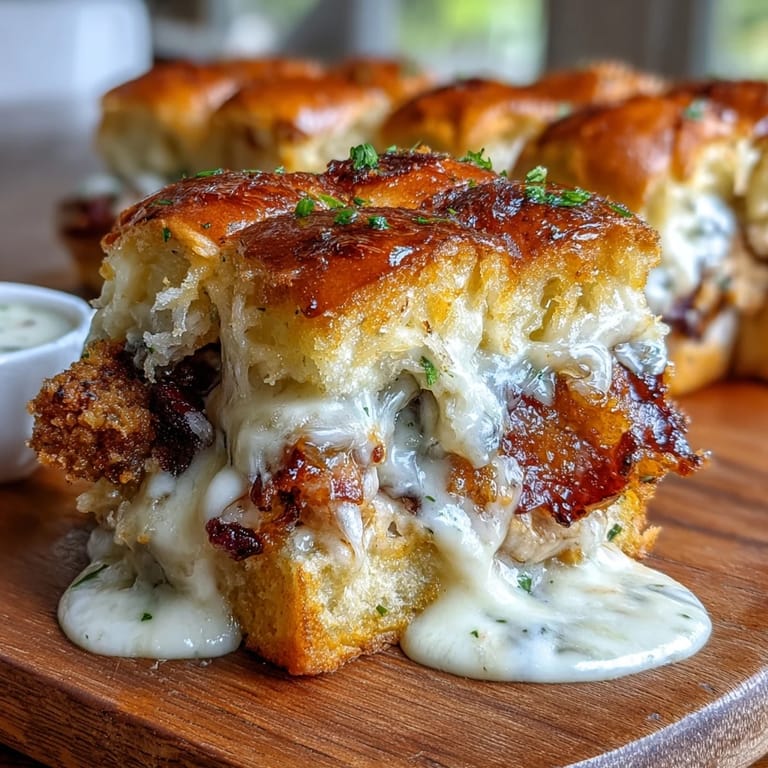 Miniature Hot Brown sandwiches baked until golden, layered with turkey, crispy bacon, tomatoes, and rich Mornay sauce, ideal for Derby Day parties.