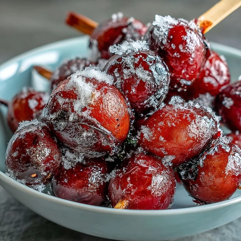 Serve these frosty grape skewers with lime sugar for a cool, vibrant snack that's naturally gluten-free and vegetarian.