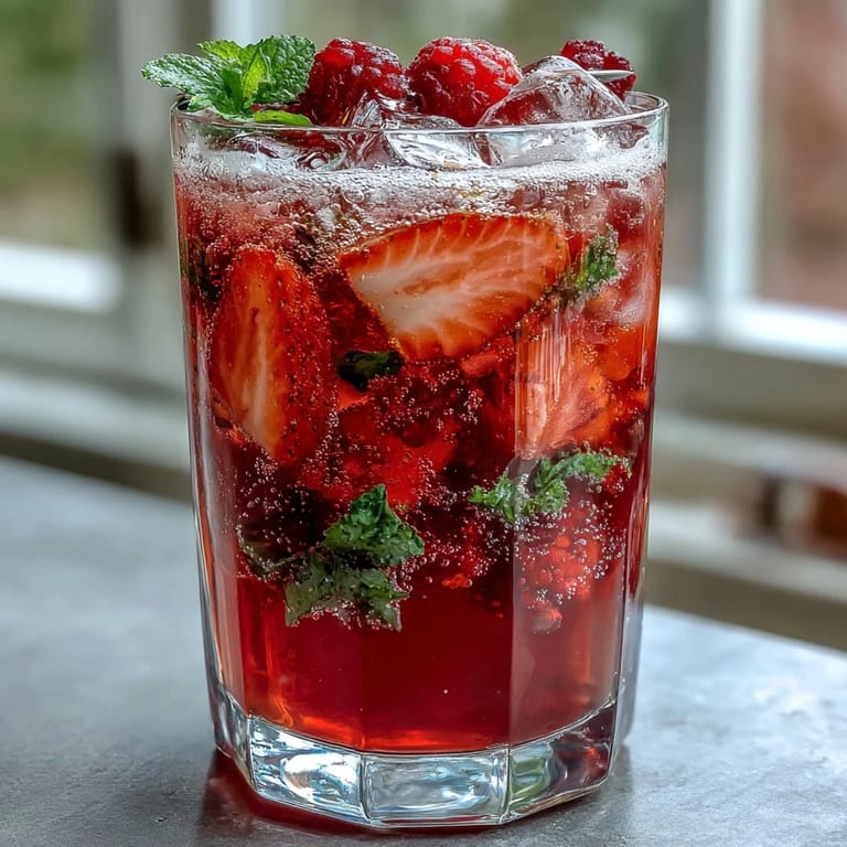 Sparkling pink lemonade party punch with fresh lemon, lime, and strawberry garnishes, ideal for celebrations.