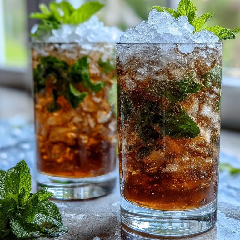 Non-alcoholic Mint Julep Mocktail featuring fresh mint leaves, sparkling water, and a zesty lemon twist.